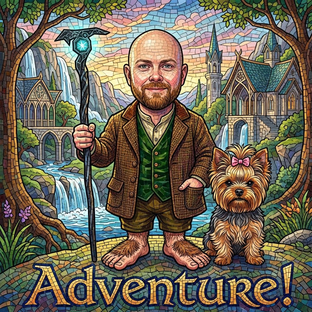 AI mosaic art — hobbit style